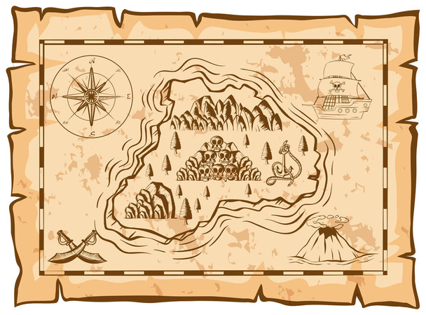 Χάρτης θησαυρού νεκροί νησί - Διάνυσμα, εικόνα