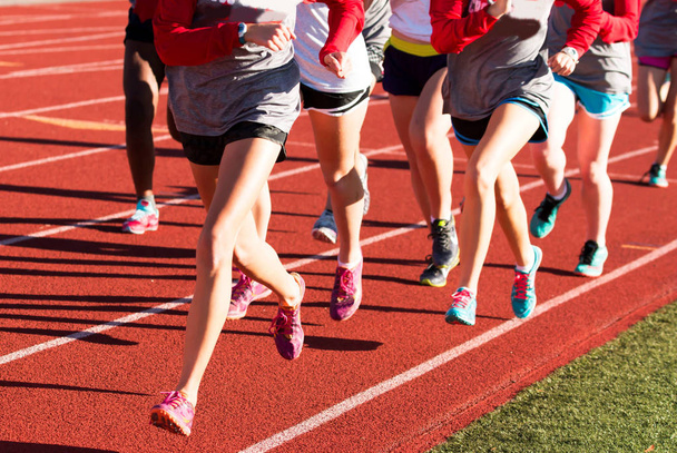 Girls cross country team doing intervals together - Photo, Image