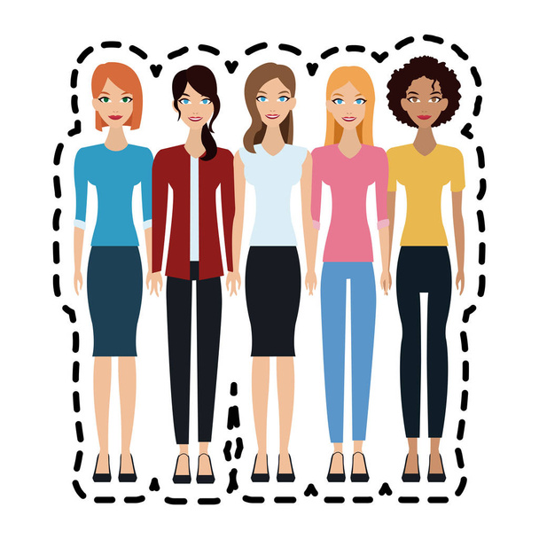 group of beautiful women icon image - Vector, Image