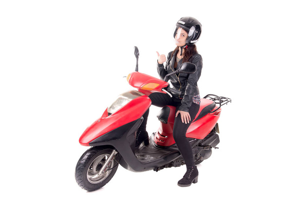 young woman with motorcycle  - Foto, Bild