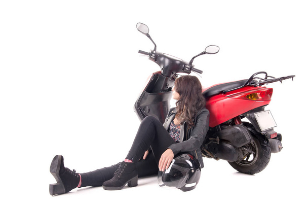 young woman with motorcycle  - Fotografie, Obrázek