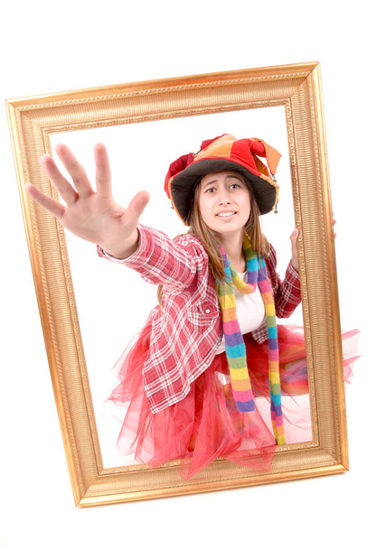 girl dressed as  clown - Foto, Imagen