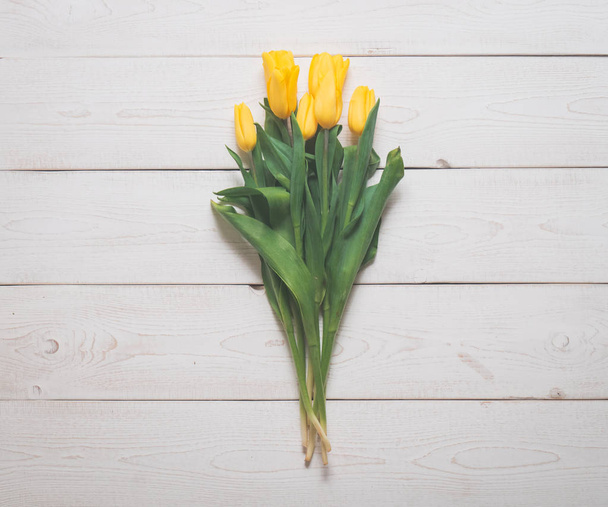 the top view of yellow tulips - Фото, зображення