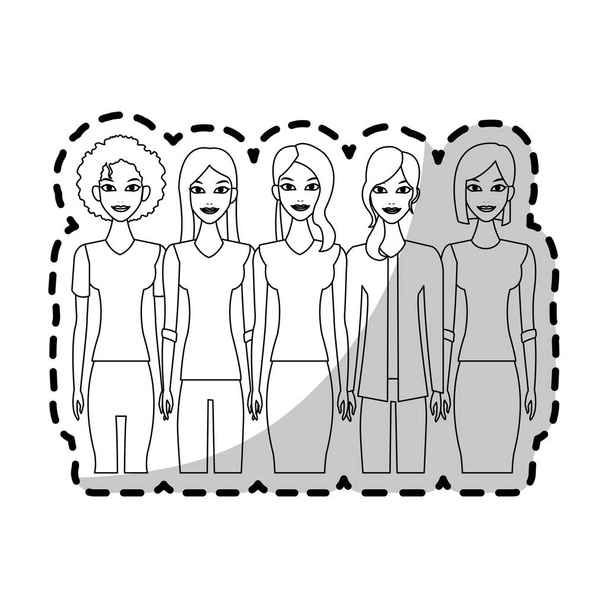 группа молодых красивых женщин икона
 - Вектор,изображение