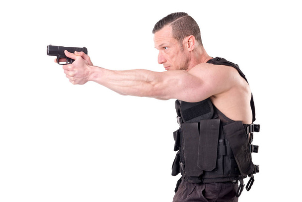 tactical law enforcer posing  - Photo, Image
