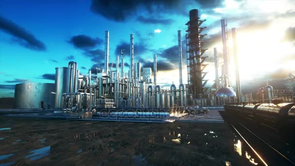 Refinaria. Petrólio, planta química. Tubo de metal. Animação 4k cinematográfica realista
. - Filmagem, Vídeo