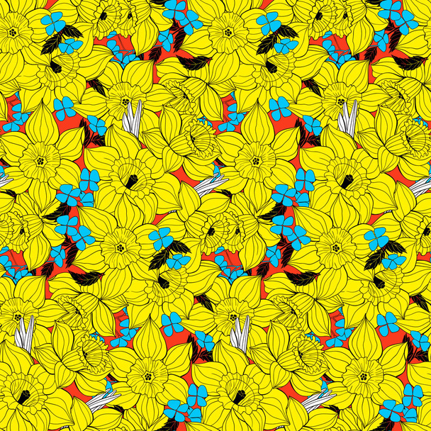 Daffodils spring pattern  - Vektori, kuva