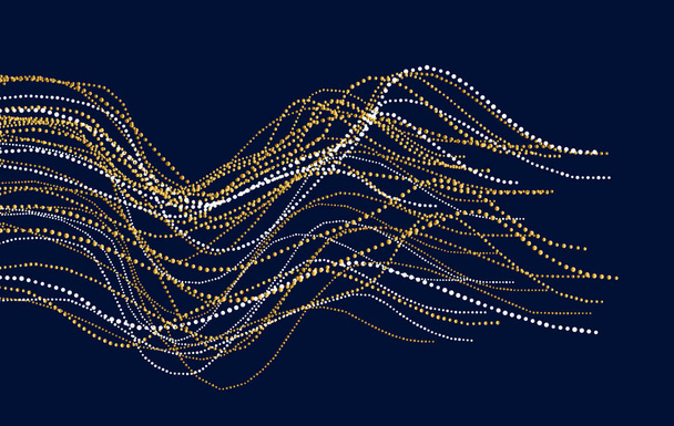 金の波を抽象概念。動的放出粒子の配列。ブル - ベクター画像