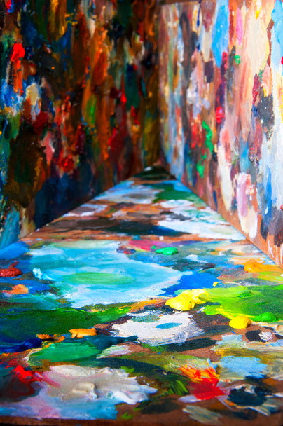 Olie schildert veelkleurige close-up abstracte achtergrond - Foto, afbeelding