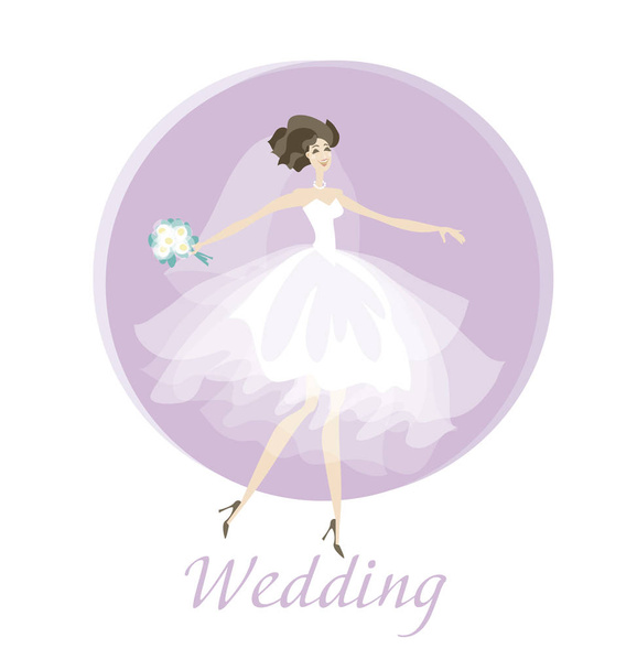 bruid bruiloft jurk concept vectorillustratie. lente pastel c - Vector, afbeelding
