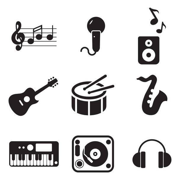 Music Icons Black & White - Вектор, зображення