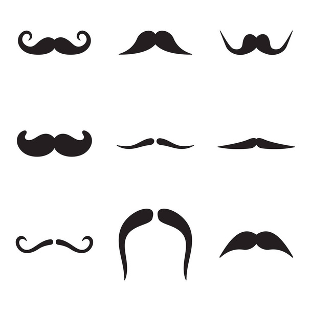 Moustache Icons Black & White - Vektor, Bild