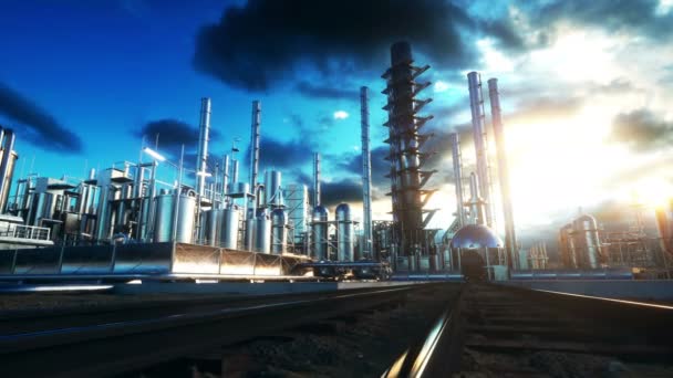 Refinery. Petrolium, chemical plant. Metal Pipe. Realistic cinematic 4k animation. - Footage, Video