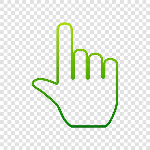 Χέρι πινακίδα εικονογράφηση. Διάνυσμα. Πράσινο εικονίδιο ντεγκραντέ σε διαφανές φόντο. - Διάνυσμα, εικόνα