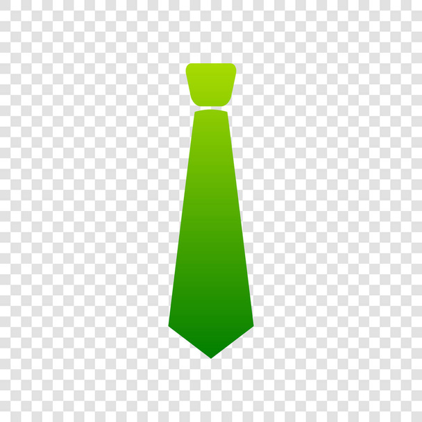 Tie sign illustration. Vector. Green gradient icon on transparent background. - Vector, Image