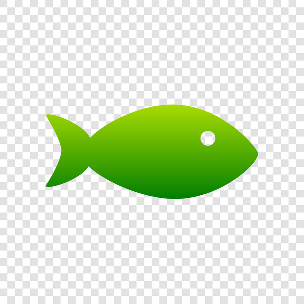 魚サインの図です。ベクトル。透明な背景に緑色のグラデーションのアイコン. - ベクター画像