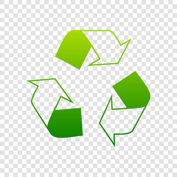 Ανακυκλώστε λογότυπο έννοια. Διάνυσμα. Πράσινο εικονίδιο ντεγκραντέ σε διαφανές φόντο. - Διάνυσμα, εικόνα