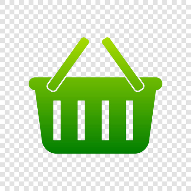 Shopping basket sign. Vector. Green gradient icon on transparent background. - Vector, Image