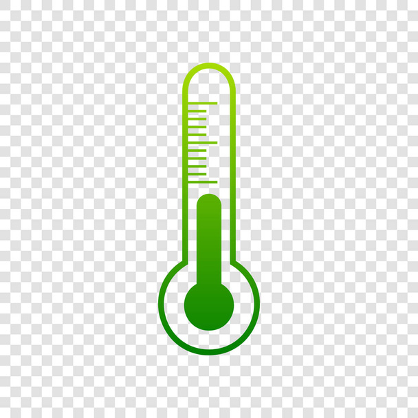 Meteo tanılama teknolojisi termometre işareti. Vektör. Saydam arka plan üzerinde yeşil degrade simgesi. - Vektör, Görsel