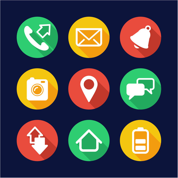 Mobile Phone Icons Flat Design Circle - Vector, Image