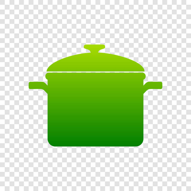 Μαγείρεμα τηγάνι σημάδι. Διάνυσμα. Πράσινο εικονίδιο ντεγκραντέ σε διαφανές φόντο. - Διάνυσμα, εικόνα