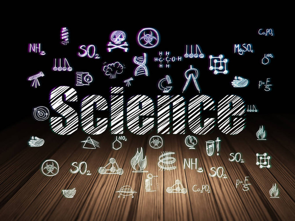 Science concept: Science in grunge dark room - Photo, image