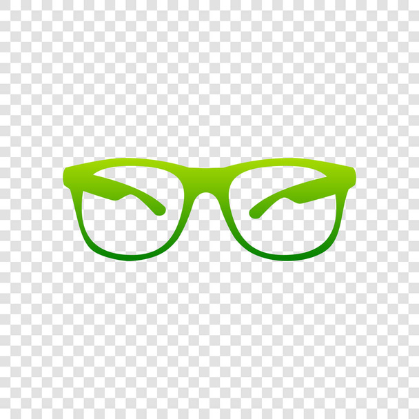 Sonnenbrille Zeichen Illustration. Vektor. grünes Farbverlauf-Symbol auf transparentem Hintergrund. - Vektor, Bild