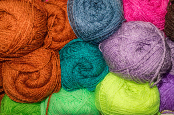 variegated colored wool - Photo, image