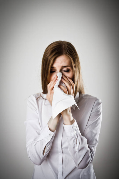 Sneeze and allergy concept. - 写真・画像