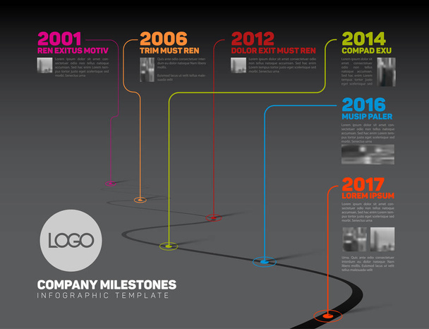 Company Milestones Timeline Template - Vector, Image