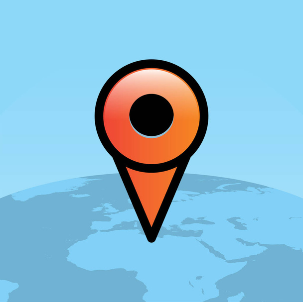 Turuncu seyahat harita PIN dünya illüstrasyon üzerinde - Vektör, Görsel