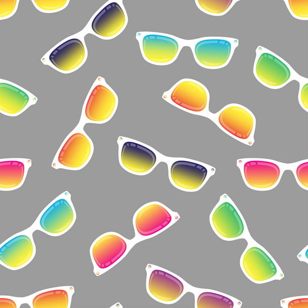 Seamless background from sunglasses with colored glasses. Pattern - Vektör, Görsel