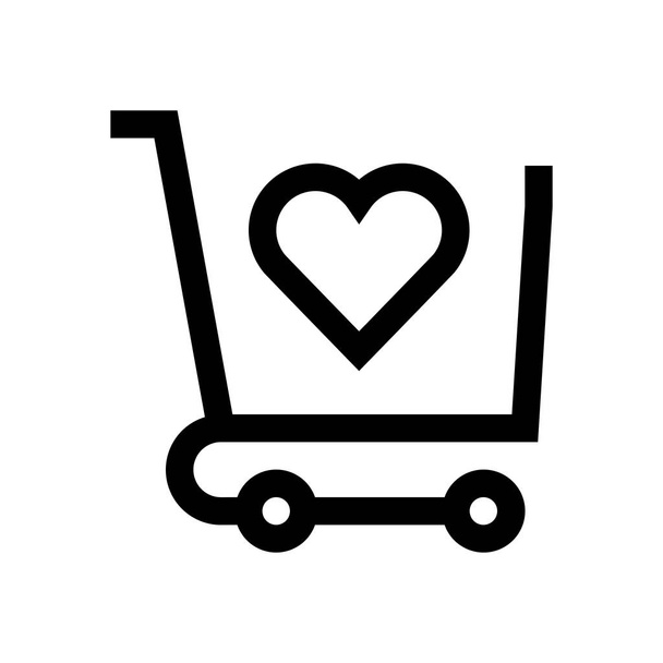 Shopping cart mini line, icon - Vector, Image