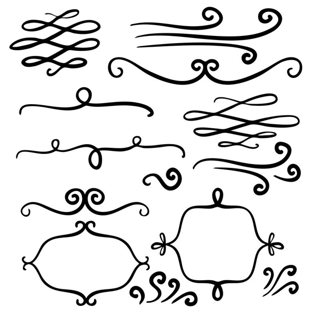 Bloeit hand getrokken dwarrelt doodles krullen - Vector, afbeelding