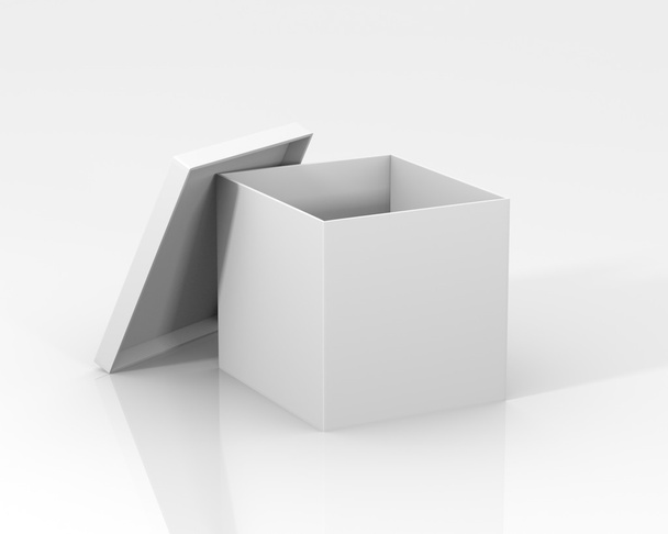 witte doos met deksel en reflecties - Foto, afbeelding
