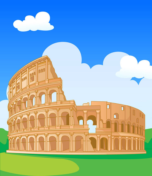 Grote Colosseum, Rome, Italië. Vectorillustratie. - Vector, afbeelding
