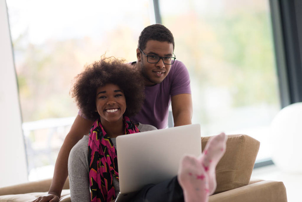 african american couple shopping online - Photo, Image