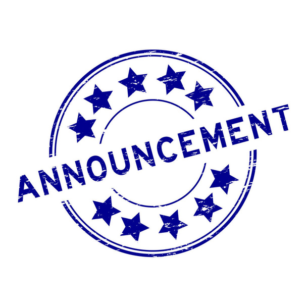 Grunge anúncio azul com ícone estrela redonda selo de borracha
 - Vetor, Imagem