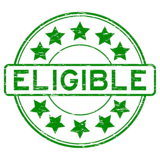 Verde grunge elegible con sello de goma redonda icono estrella sobre fondo blanco
 - Vector, imagen