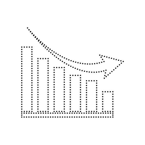 Declining graph sign. Vector. Black dotted icon on white background. Isolated. - Vector, Image