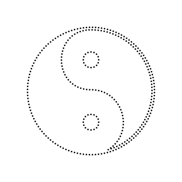 Ying Yang símbolo de armonía y equilibrio. Vector. Icono de puntos negros sobre fondo blanco. Aislado
. - Vector, imagen