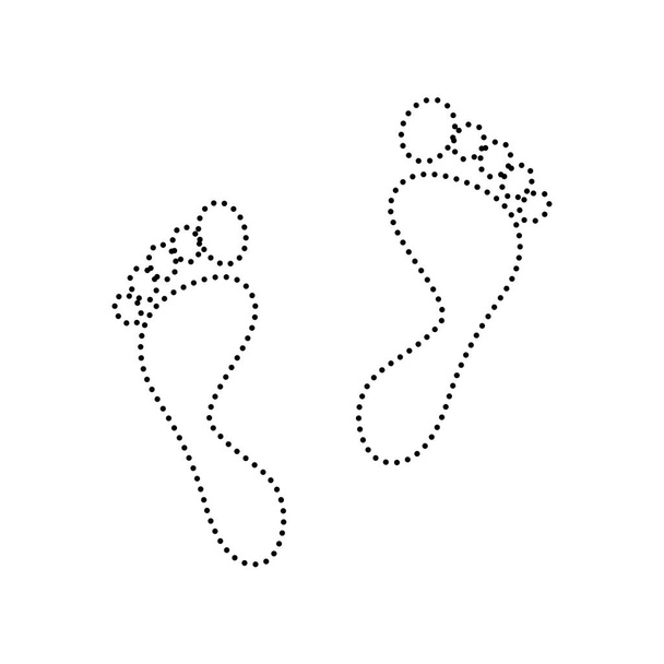 Foot prints sign. Vector. Black dotted icon on white background. Isolated. - Vector, Image
