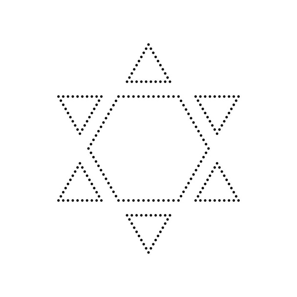 Bouclier Magen David Star Inverse. Symbole d'Israël inversé. Vecteur. Icône pointillée noire sur fond blanc. Isolé
. - Vecteur, image