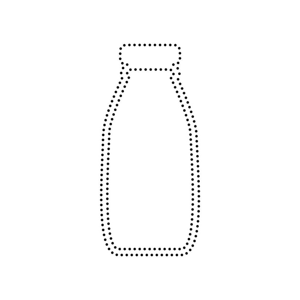 Σημάδι μπουκάλι γάλα. Διάνυσμα. Μαύρο εικονίδιο με τελείες σε άσπρο φόντο. Απομονωμένη. - Διάνυσμα, εικόνα
