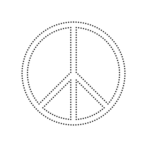 Peace sign illustration. Vector. Black dotted icon on white back - Vector, Image