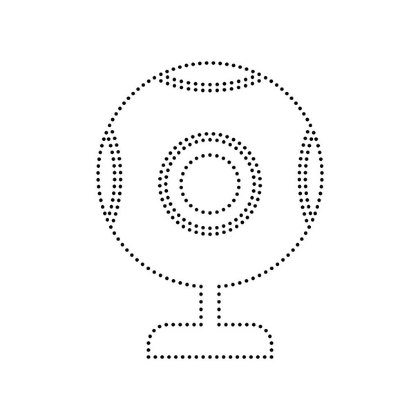 Chat Web-Kamera Zeichen. Vektor. schwarz gepunktetes Symbol auf weißem Backgro - Vektor, Bild