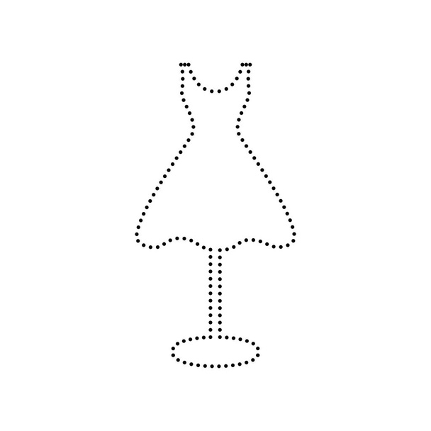 Mannequin avec signe vestimentaire. Vecteur. Icône pointillée noire sur ba blanc
 - Vecteur, image