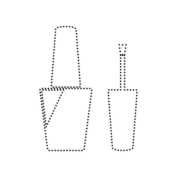 Nail polish sign. Vector. Black dotted icon on white background. Isolated. - Vector, Image