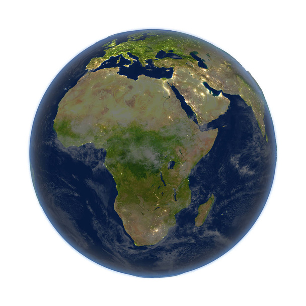 Afrika Dünya üzerinde beyaz izole geceleri ' - Fotoğraf, Görsel