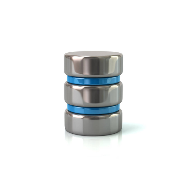 Blue and silver database icon - Фото, зображення
